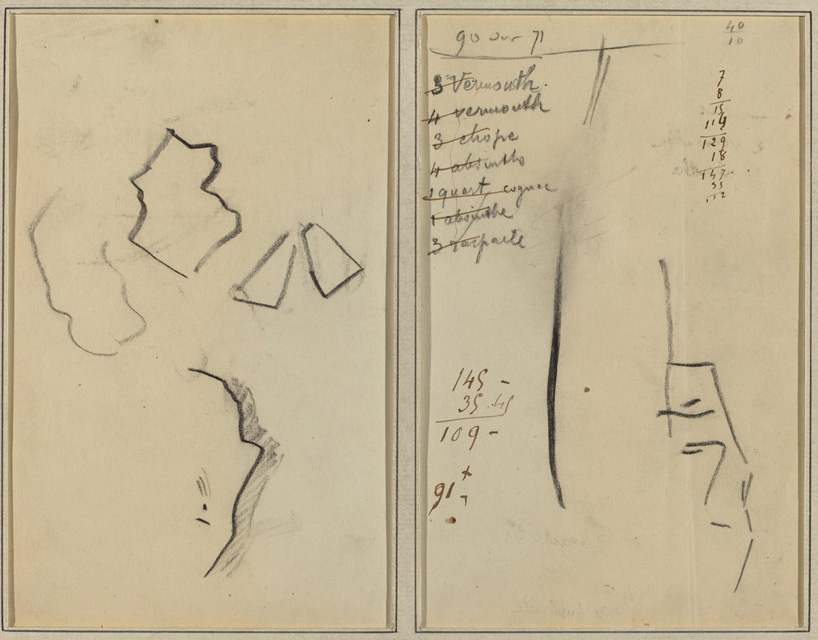 Paul Gauguin, A Profile and Four Shapes; Sketch of a Man's Head [recto], 1884-1888, Crayon, graphite, and pen and brown ink on wove paper, 6 5/8 x 8 11/16 in., The Armand Hammer Collection, 1991.217.64a. Courtesy National Gallery of Art, Washington.