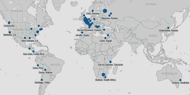 Figure 2. “Location of Archives and Libraries cited in 2013 AHR articles. [Interactive map]