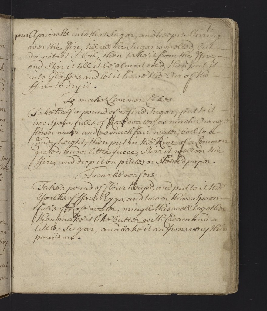 “To make Lemmon Cakes” MS Codex 785, 7. 