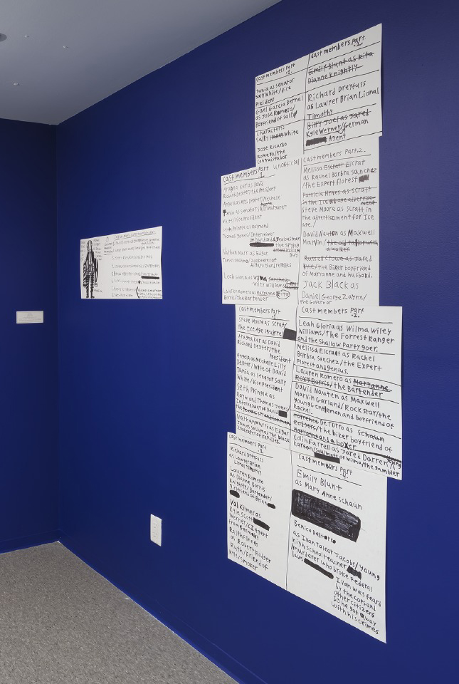 Figure 5. Right: Evan Hynes, Stories (2014). Dimensions variable. Marker on paper. Photo: Robert Weydemeyer.